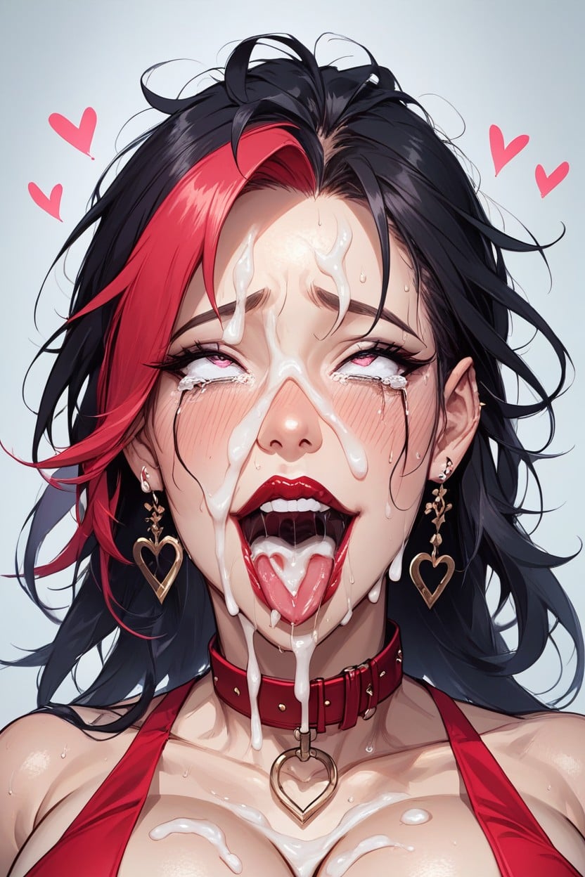 Cum On Her Hair, Tongue Out, Convulsion Hentai AI Porn