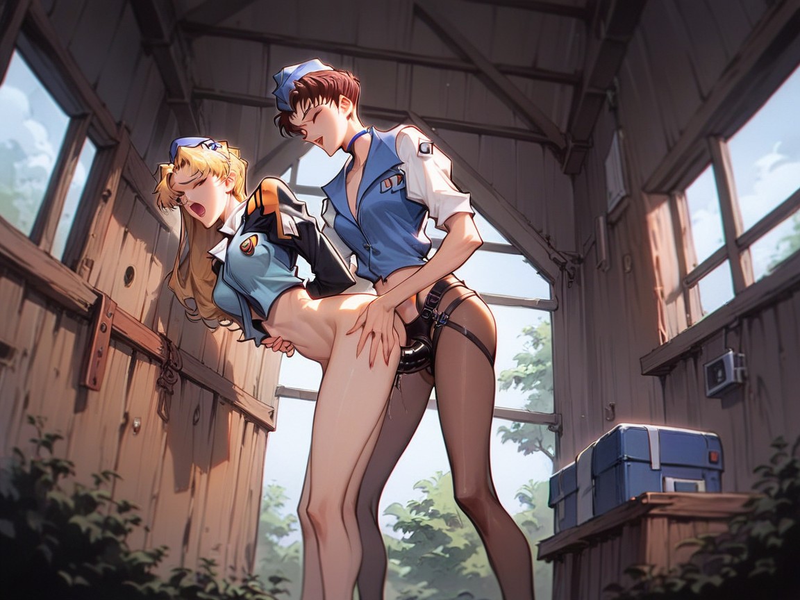 Hands Behind Back, Thighs, Head Looking Down Hentai AI Porn