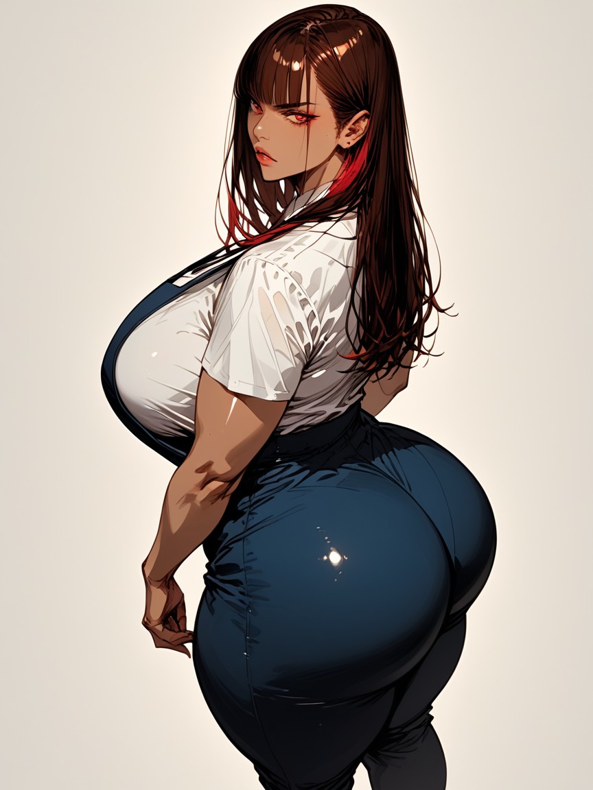 Red Eyes, Rear View, Woman Cooking Hentai AI Porn