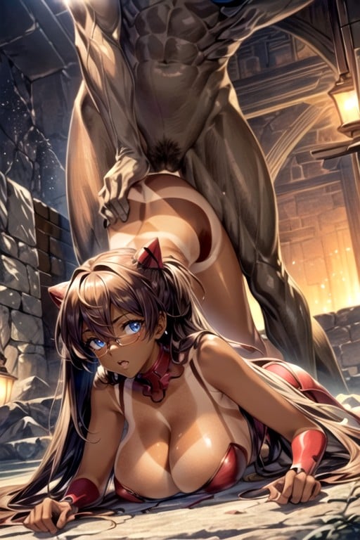 Deep Cleavage, Rounded Thighs, Hourglass Body Hentai AI Porn