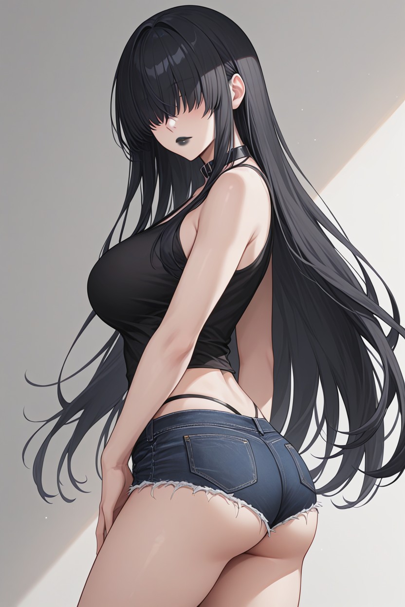 She Is A Pale Skinned Woman With Long, 18+, Eyes Behind Bangs AI Porn