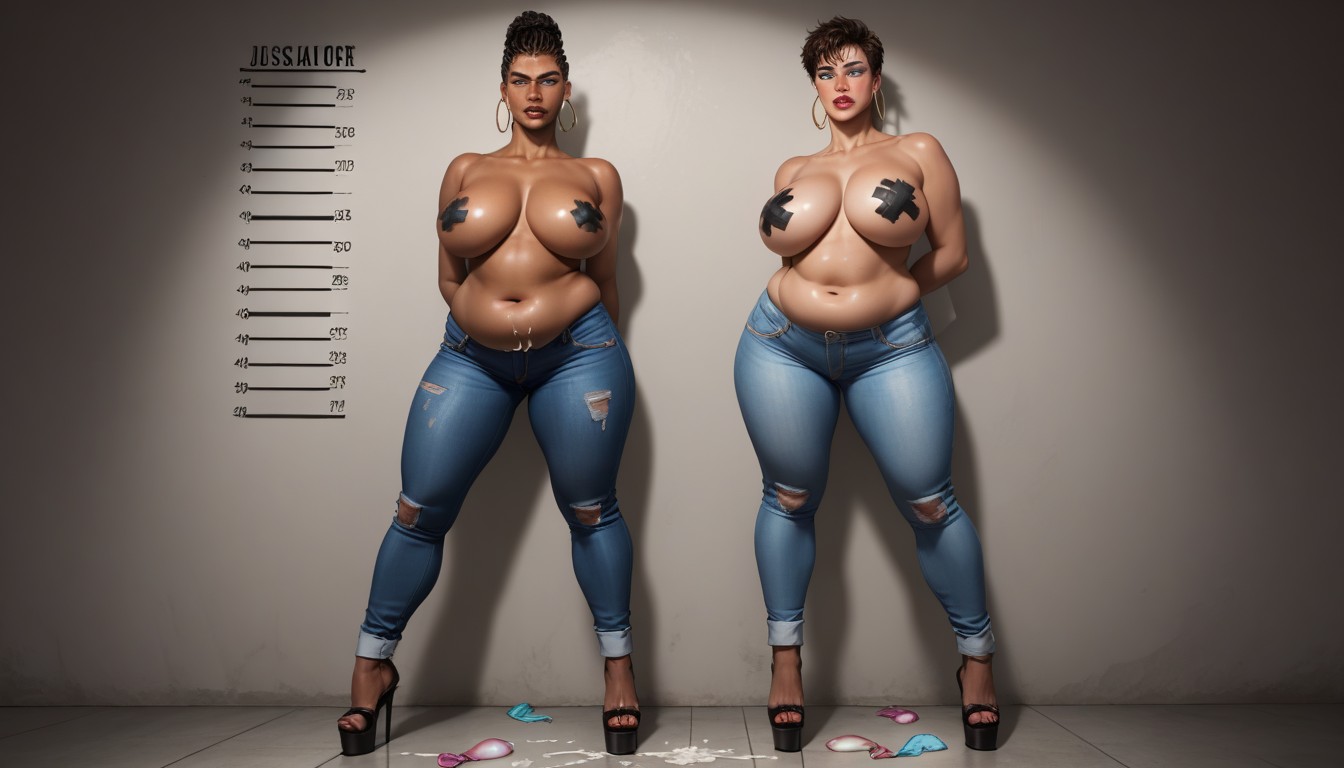 Cum On Belly, Mugshot, Embarrassed AI Porn