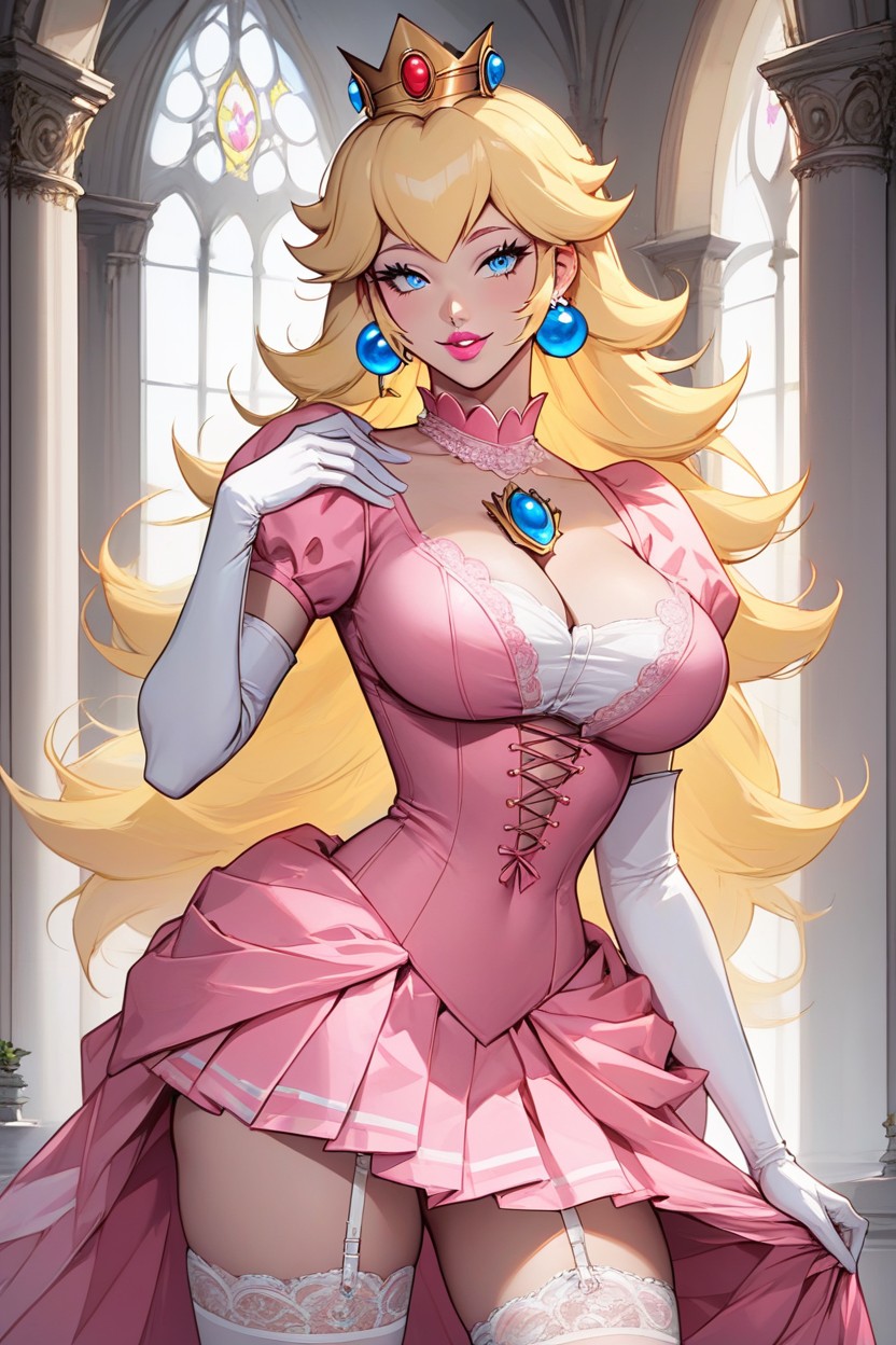Princess Peach, Blonde Hair, Laughing Hentai AI Porn