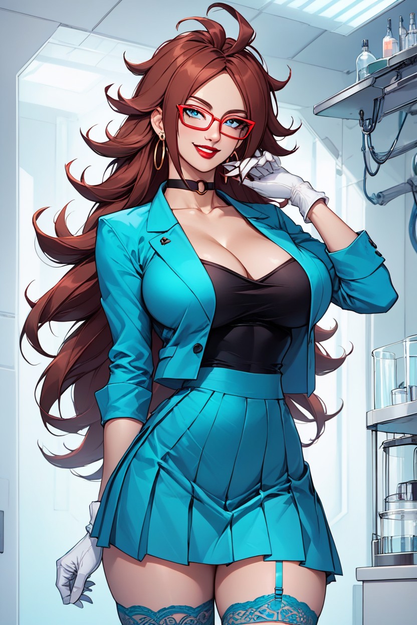 Laughing, Long Bushy Auburn Hair, Cute Hentai AI Porn