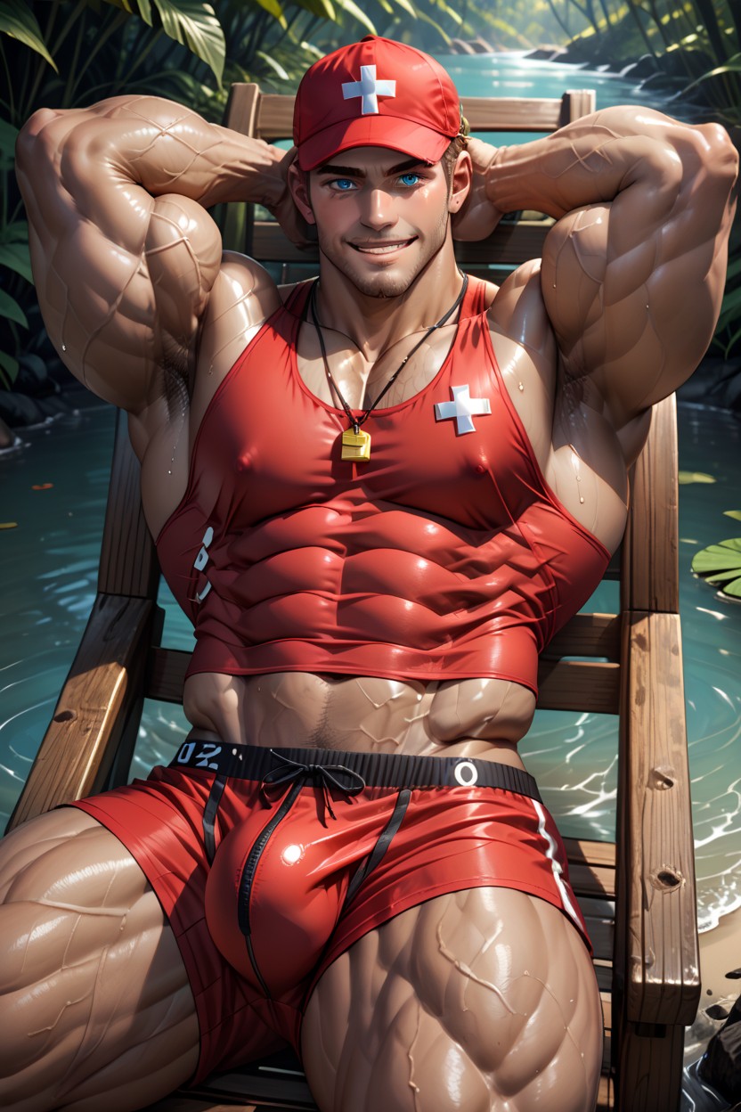 Arms Up, 1 Person, Sweaty AI Gay Porn