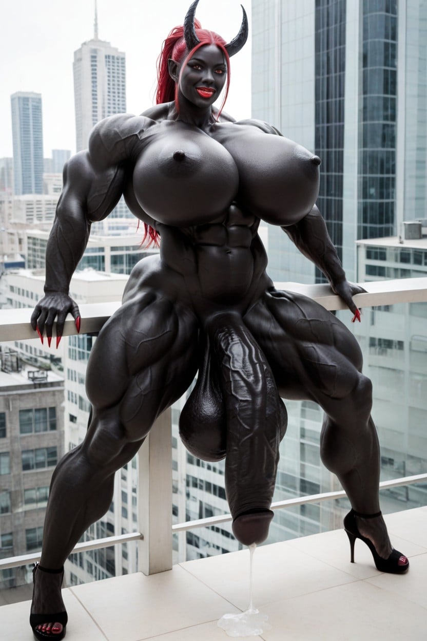 Toned Muscles, Wide Hips, Giantess Shemale AI Porn