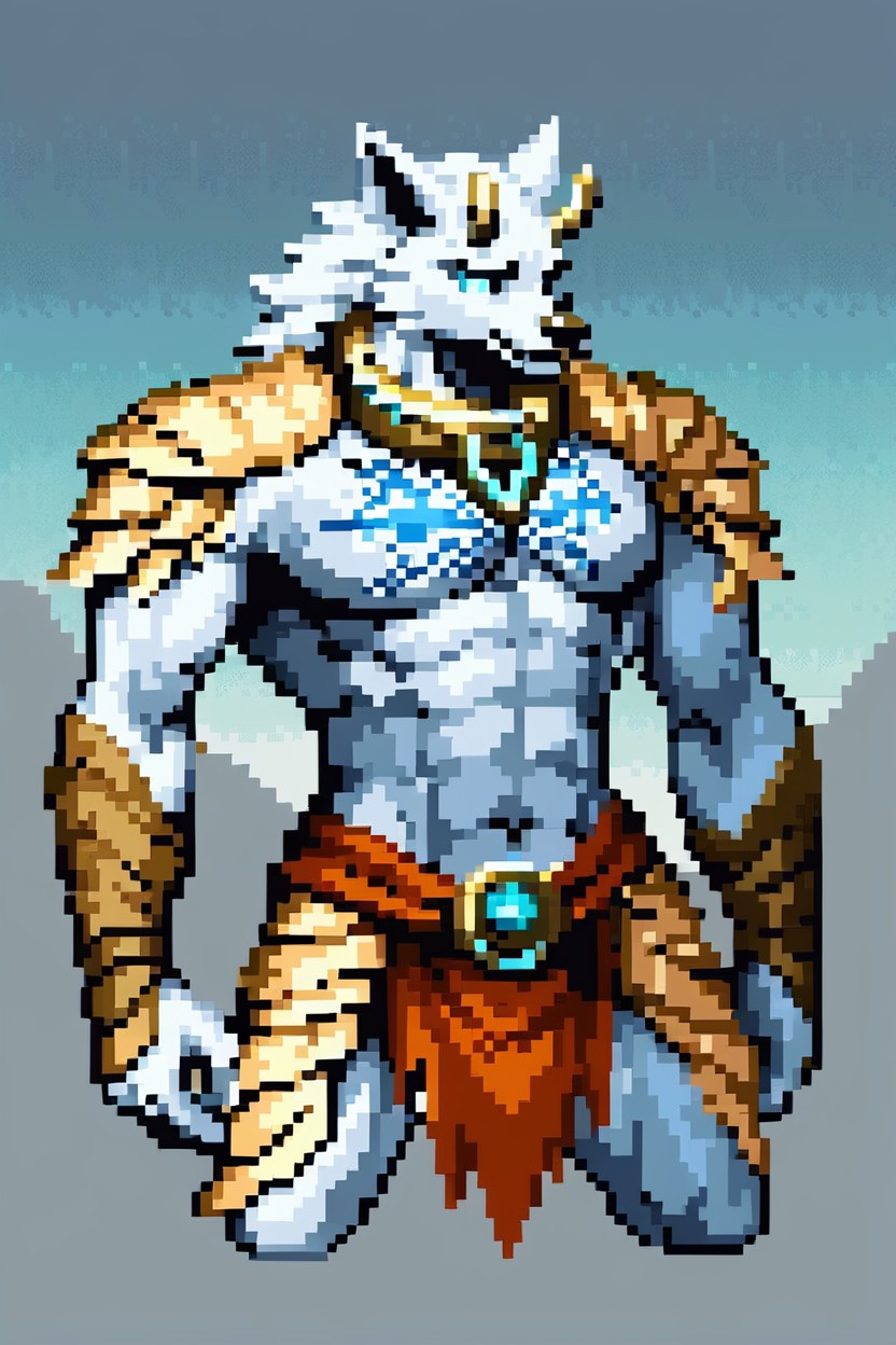 Icy Blue Eyes Brimming Frozen, Cheveux Blancs, Gay Porno IA Furry