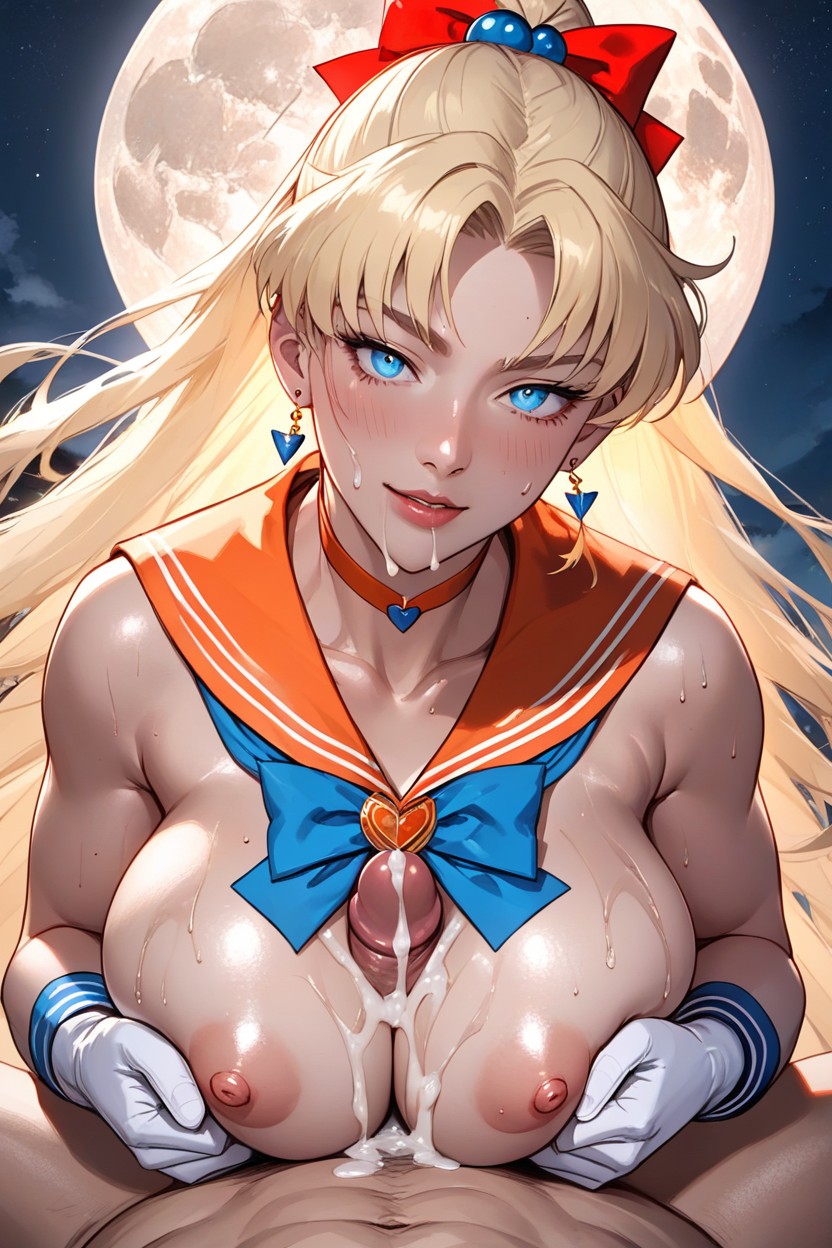 Woman Squeeze Tits Together With Her Hands From The Side, Ultra Detailed, Detailed Hentai AI Porn