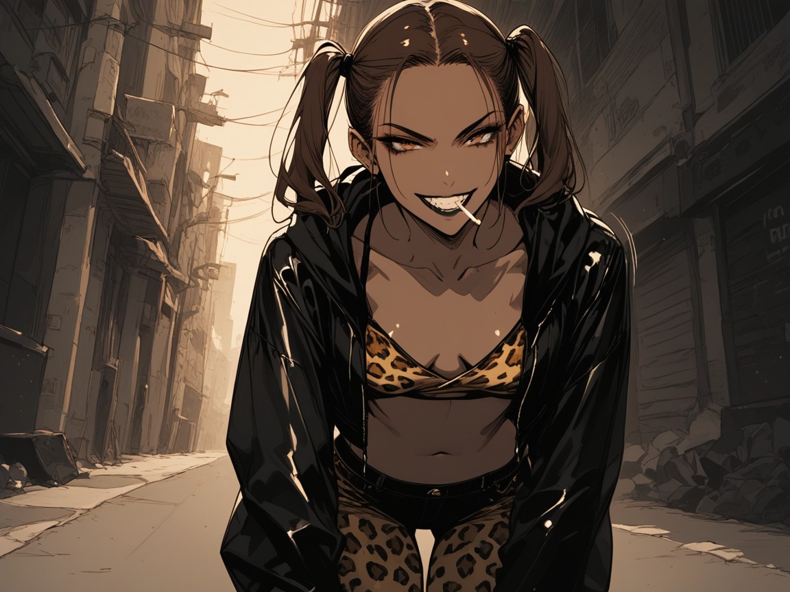 Leopard Print Bandana, Woman Punching, Wearing Leopard Print Clothes Hentai AI Porn