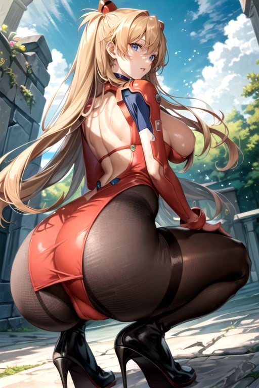 Rear View, Squatting, Well Shaped Breasts Hentai AI Porn
