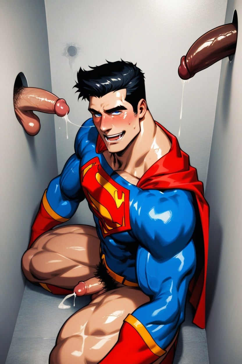 Horny, Superman Kneeling In The Glory Hole, Massive Shoulders AI Gay Porn