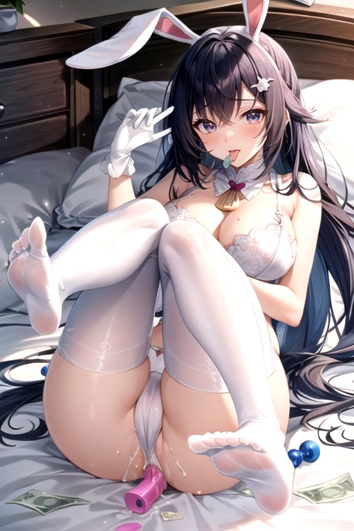 Puffy Pussy, White Cupless Bra, Rabbit Ears Hentai AI Porn
