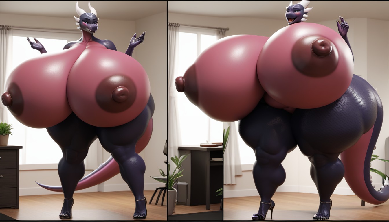 Breast Expansion, Comic, Heavy Blushing Furry AI Porn