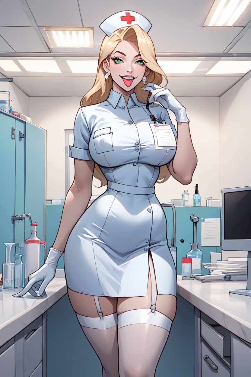 Nurse, Makeup, Blonde Hair Hentai AI Porn