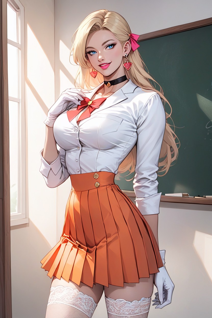 Orange Skirt, White Blazer, Big Ass Hentai AI Porn