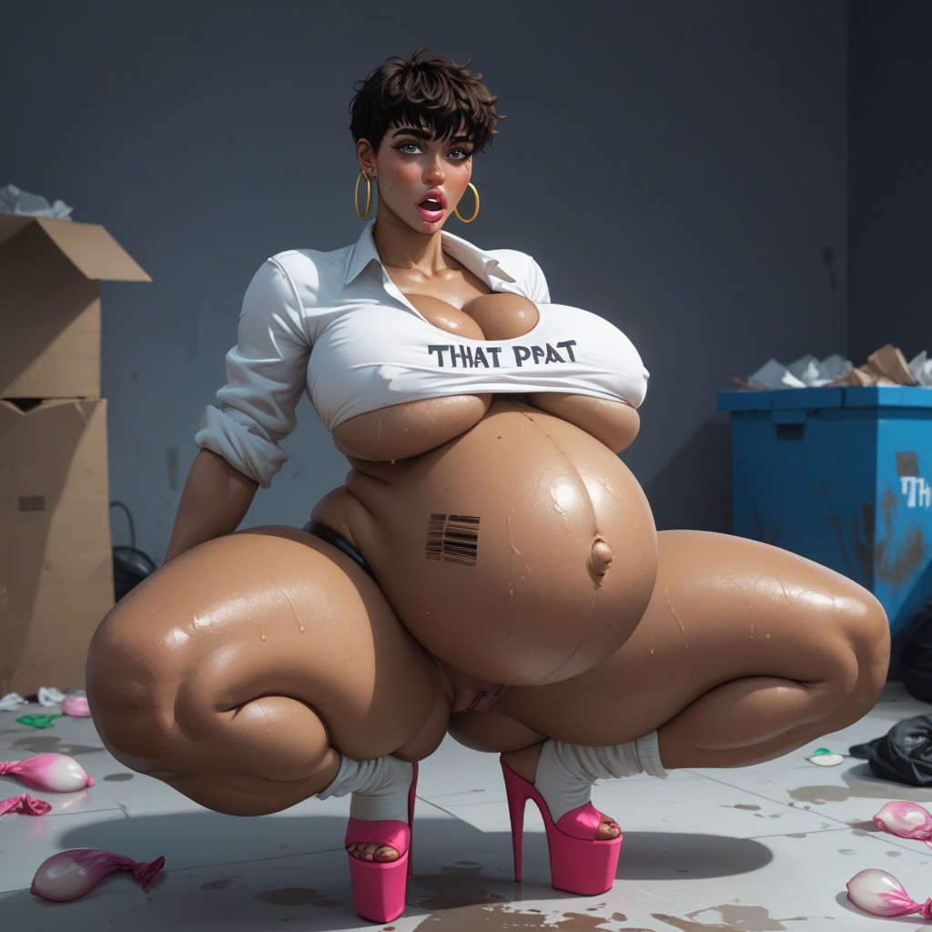 Navel Exposed, Tight Waist, Massive Thighs AI Porn