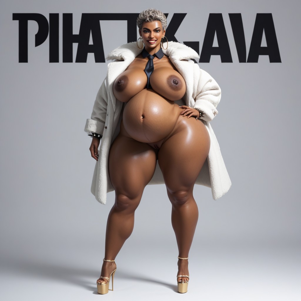 Dark Skin, Massive Pregnant Belly, Dark Brown Skin AI Porn