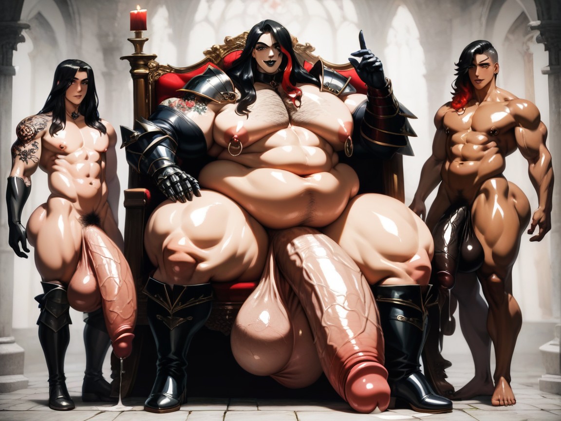 Effeminate Face, Impossibly Long Hyper Penis, Black Lipstick AI Gay Porn