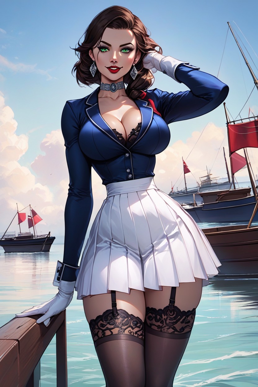 Long Eyelashes, Standing, Green Eyes Hentai AI Porn