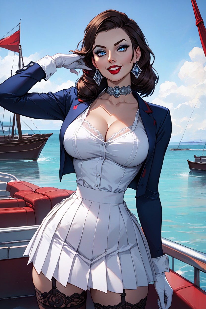 Wasp Waist, Blue Eyes, White Skirt Hentai AI Porn