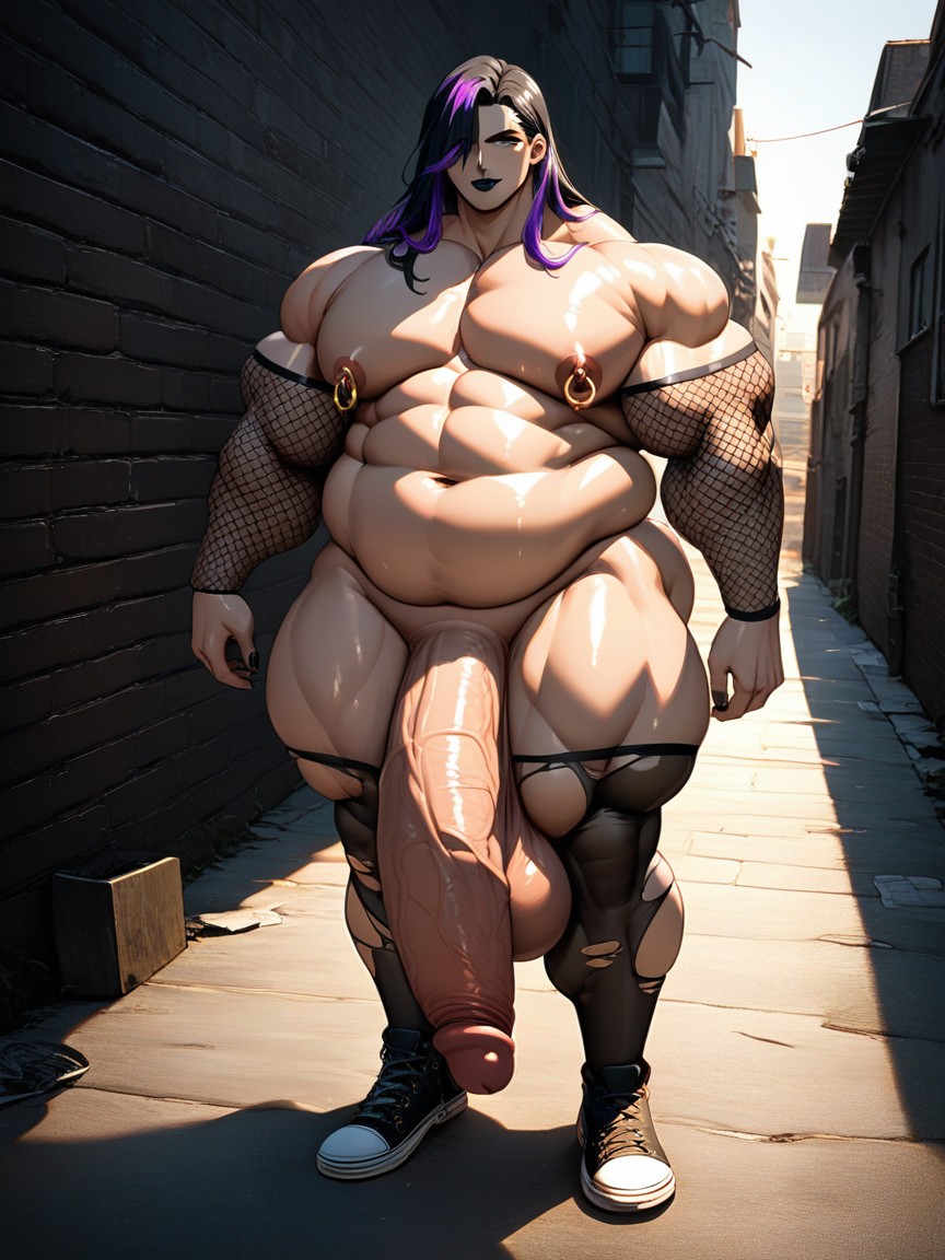 18+, Hyper Penis Length, Nipple Rings AI Gay Porn