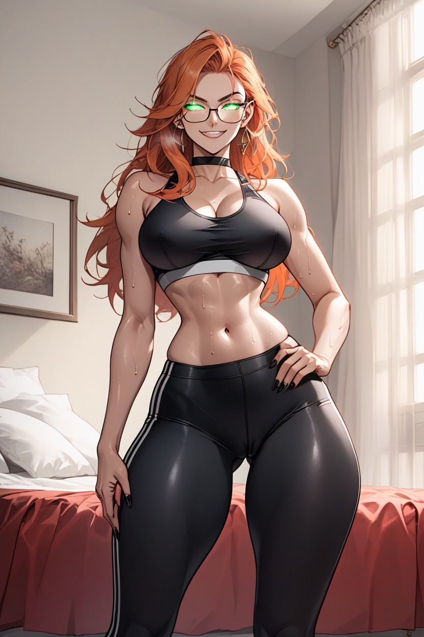 Medium Breasts, Hyper Scrawny Waist, Glowing Eyes Hentai AI Porn