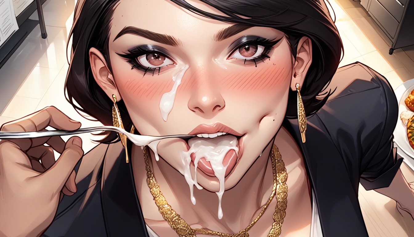Magazine Cover, Gold Earrings, Massive Penis In Frame AI Porn