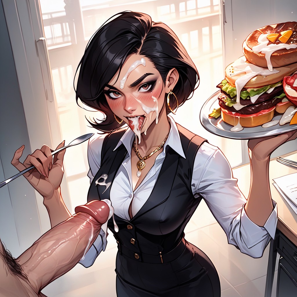 Magazine Cover, Black Hair, Mouth Agape AI Porn