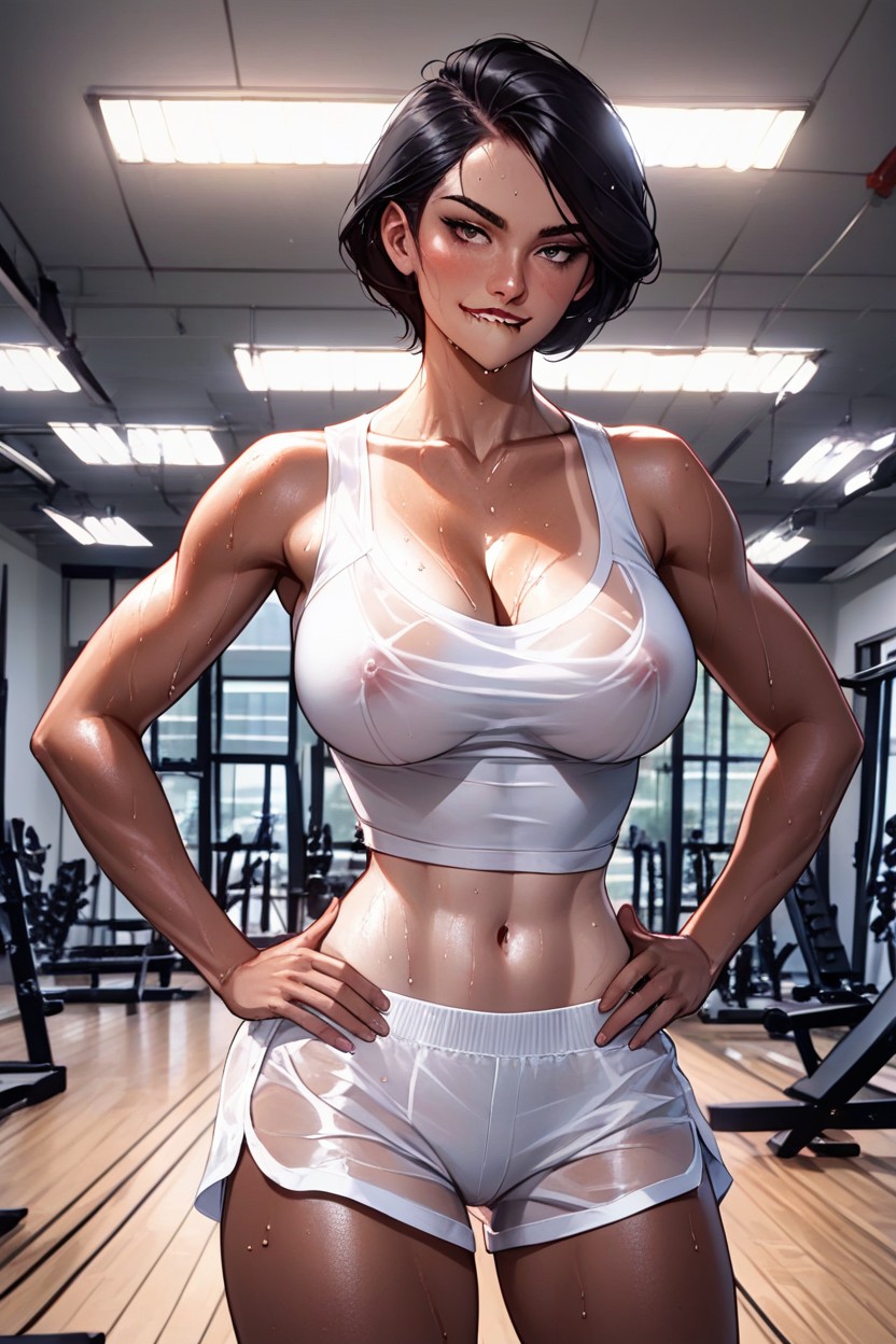 Short Length, Gym, Tan Lines AI Porn
