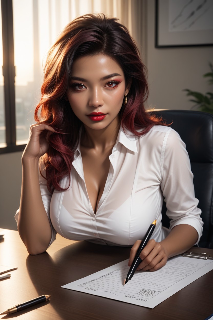 Dark Skin, D Render Style, Oval Face Hentai AI Porn