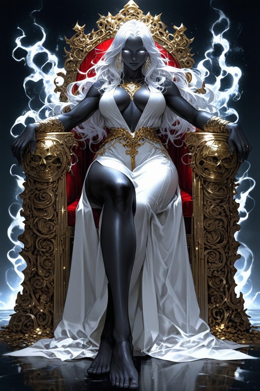 White Hair, Black Background, Ghost Woman AI Porn