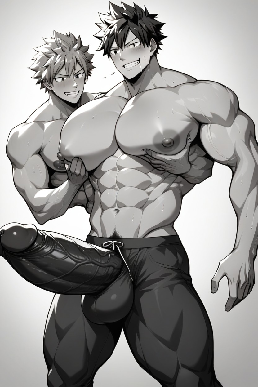 Gigantic Bulge, Muscular Body, Groping AI Gay Porn
