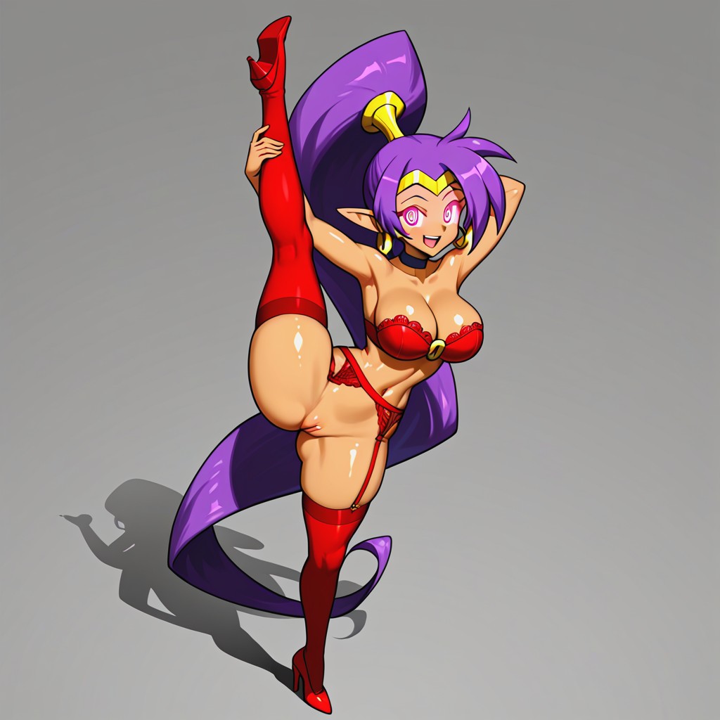 Hypnosis , One Leg Is Raised, Glowing Pink Eyes Hentai AI Porn