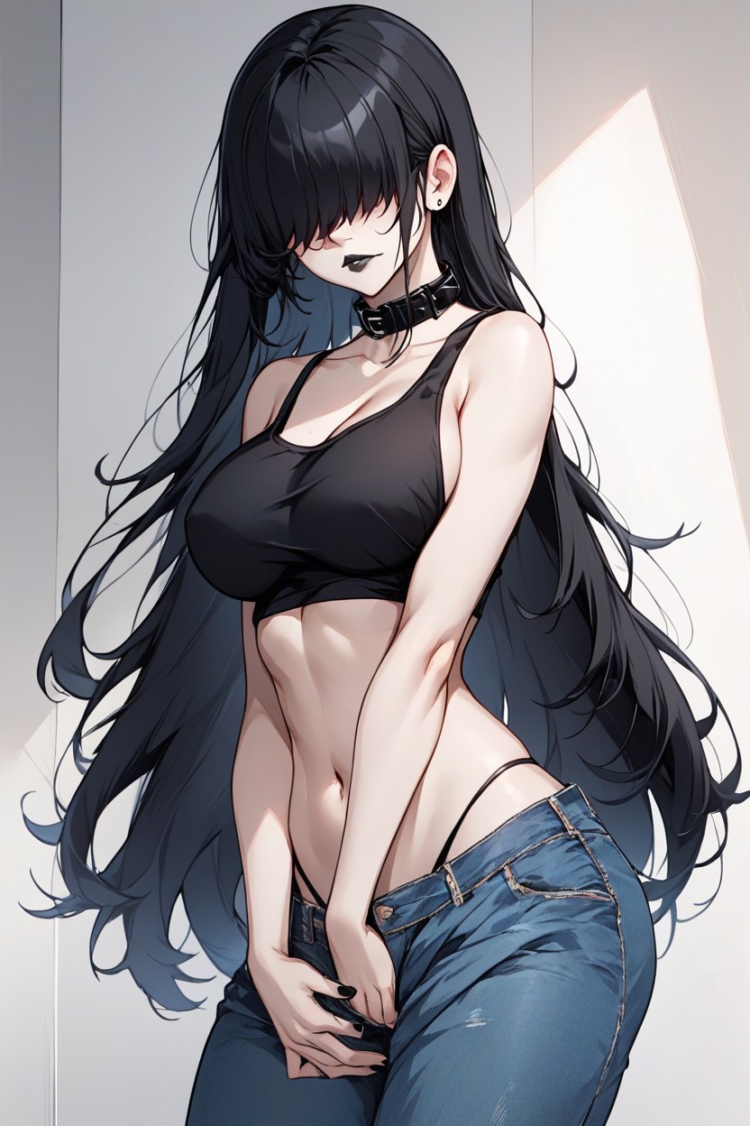 Bangs, Extremely Long Hair Shes Wearing Shorts Very Shorts She Has Big Boobs And Butt, Long Length Porno IA