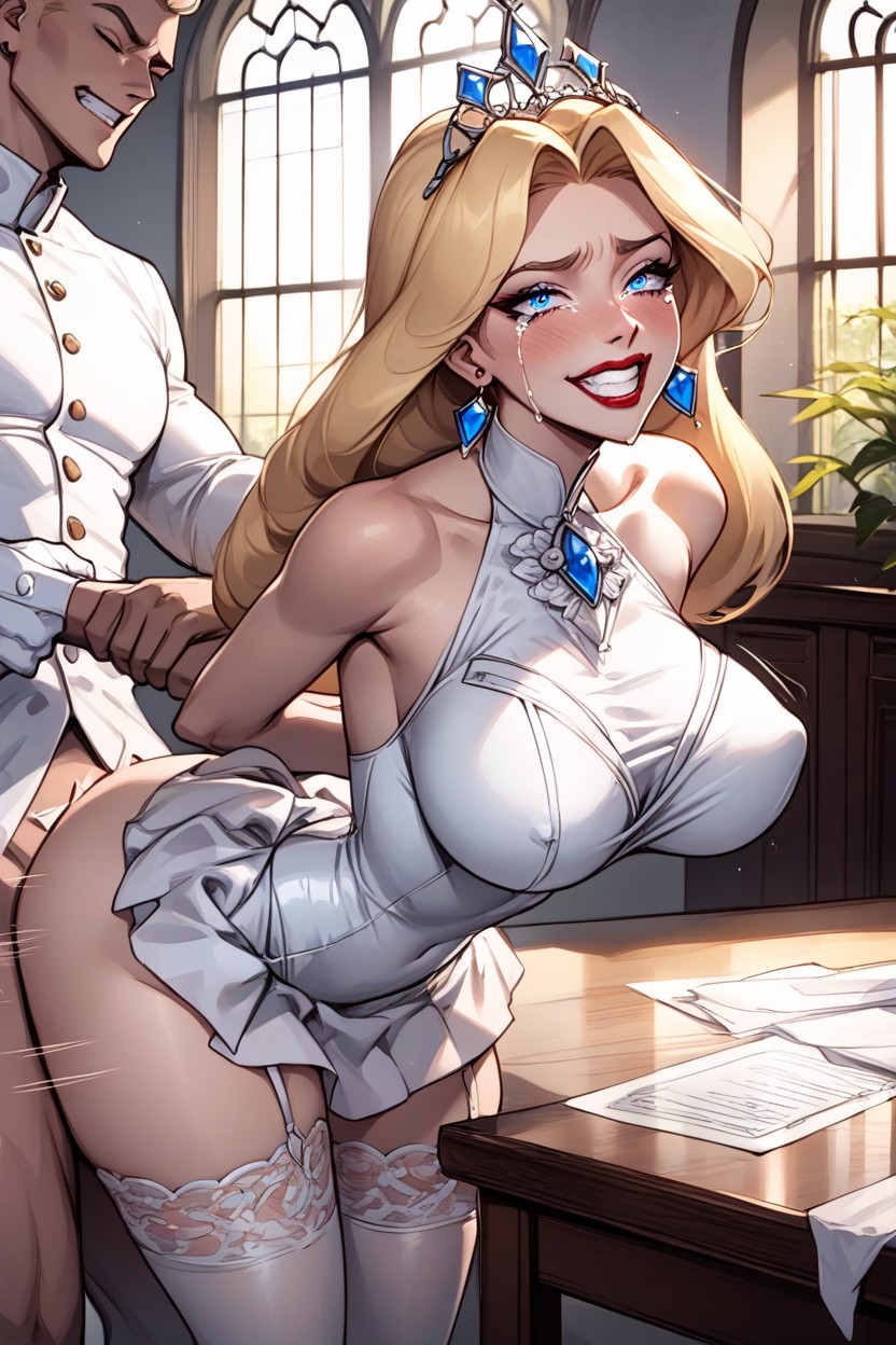 Clenched Teeth, Blue Eyes, White Gloves Hentai AI Porn