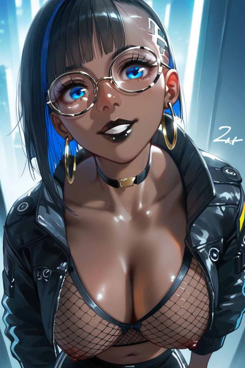 Motion Lines, Blue Eyes, Black Hair Hentai AI Porn