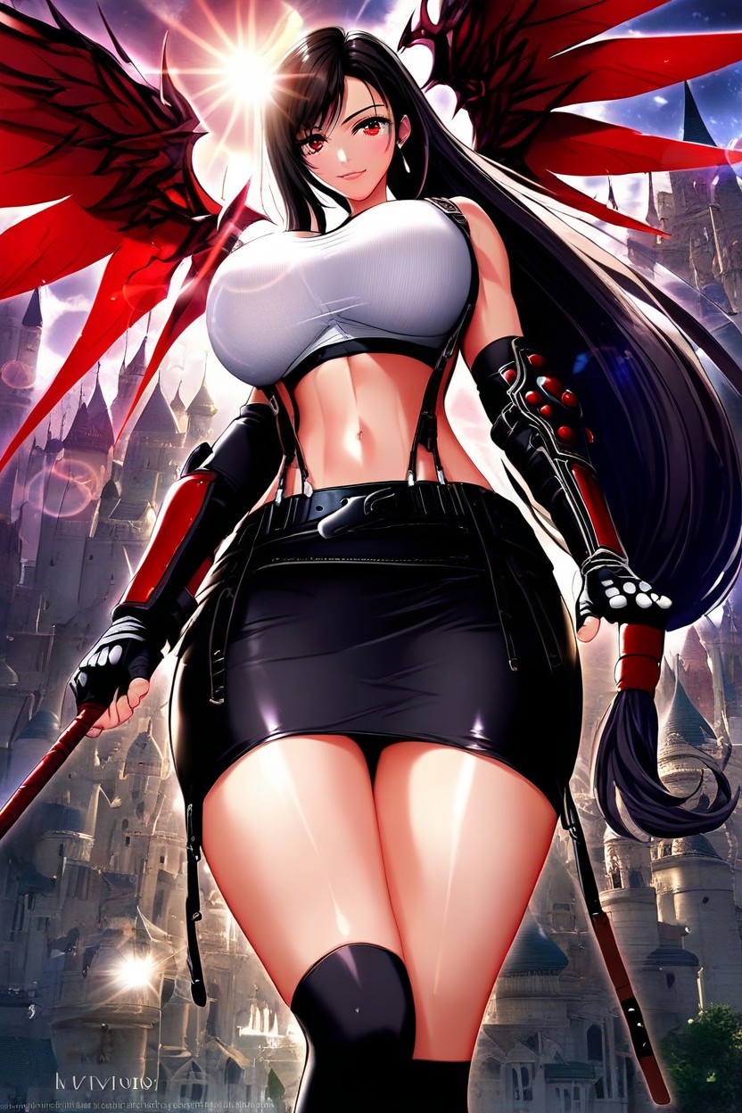 Night Holding Spear, Glossy Lips, Enormous Hyper Breasts Hentai AI Porn