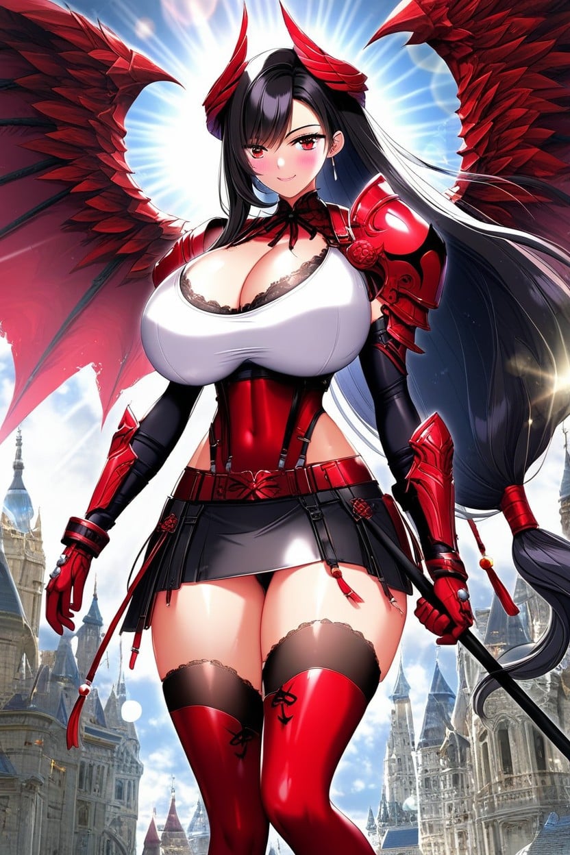 Enormous Hyper Breasts, Wings On Head, Castle Hentai AI Porn