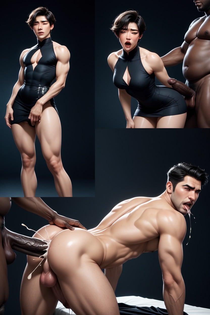 Absolutely Massive Dick Fucking Ass, While Being Fucked, Open Clothes Pornografia gay com IA