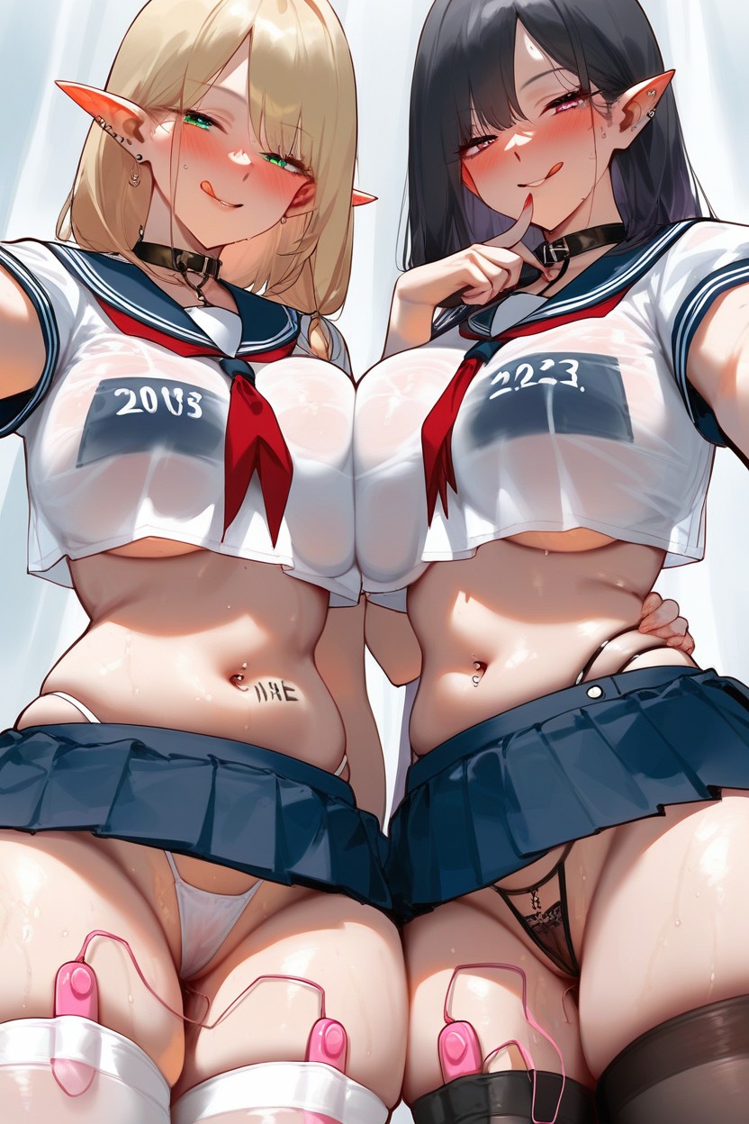 Smug, Belly Piercing, Wide Hips Hentai AI Porn