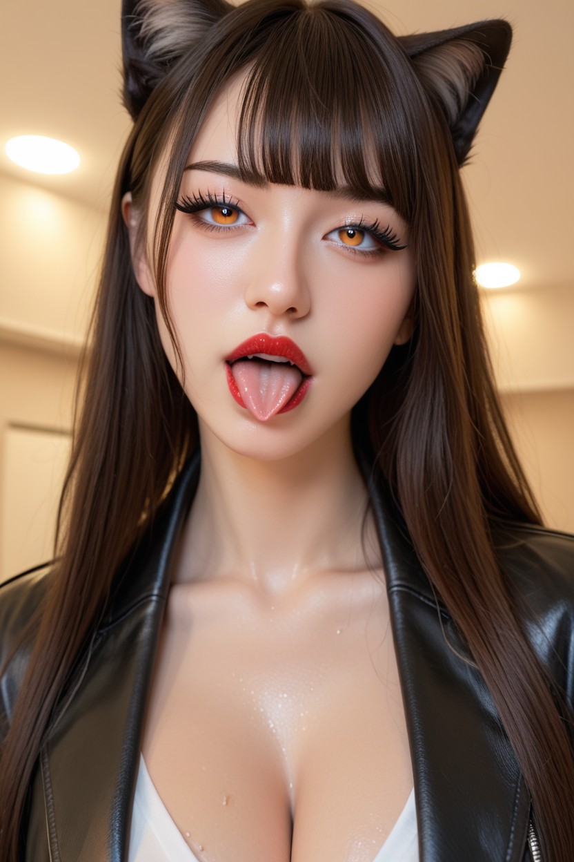 Long Eyelashes, Vibrant Neon Lights, Pulsing Strobe Lights Asian AI Porn