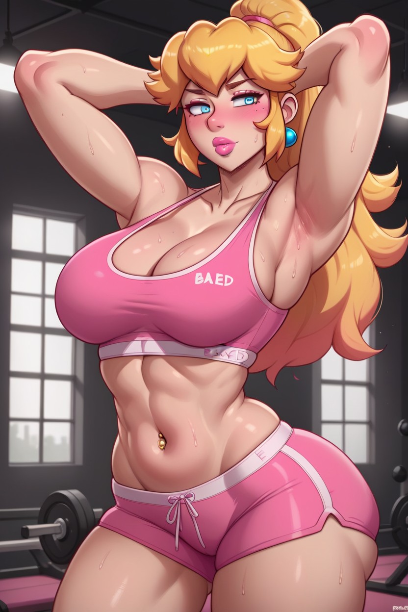 Wide Hips, Seductive Look, "blacked" Scripted On Gym Shorts Hentai AI Porn