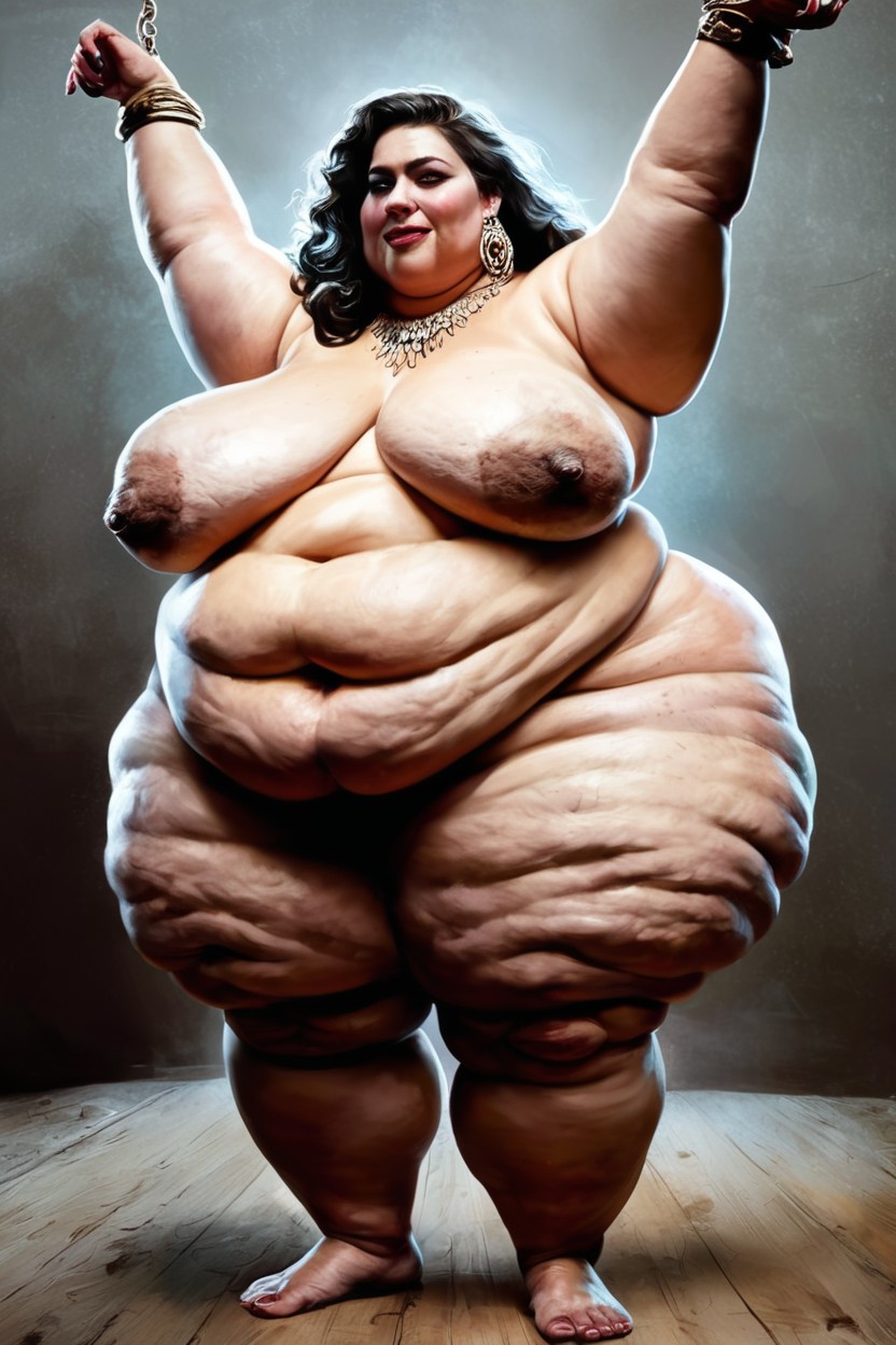 Gigantic Mommy Belly, Bulging Mass Of Fat Around Her Bavel, Bumpy Skin Around Her Navel BBW AI Porn