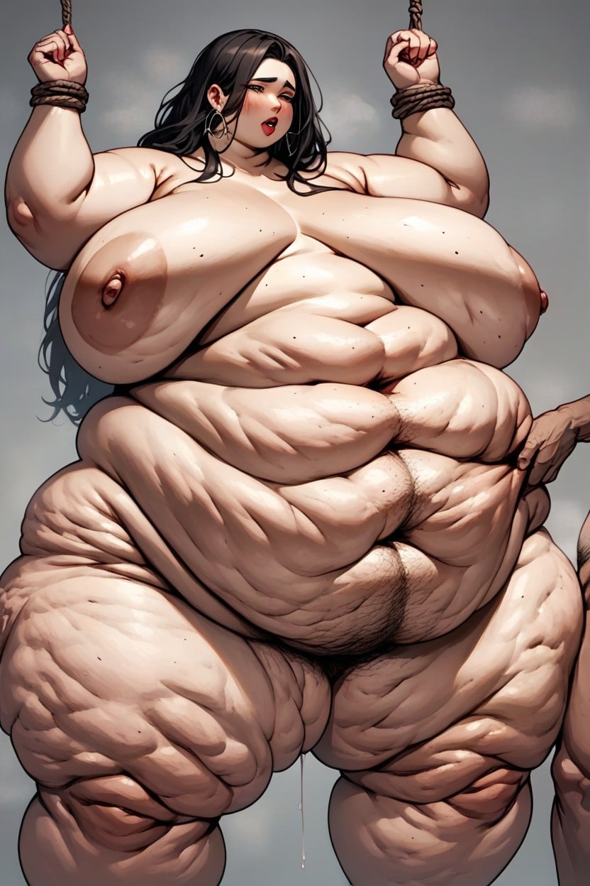 Far Thighs, Every Fat Roll Is So Big That Tou Can Easily Grab It By Hand, Fat Face BBW AI Porn