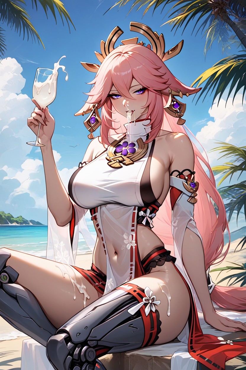 Underboob, Thick Thighs, Narrowed Eyes Hentai AI Porn