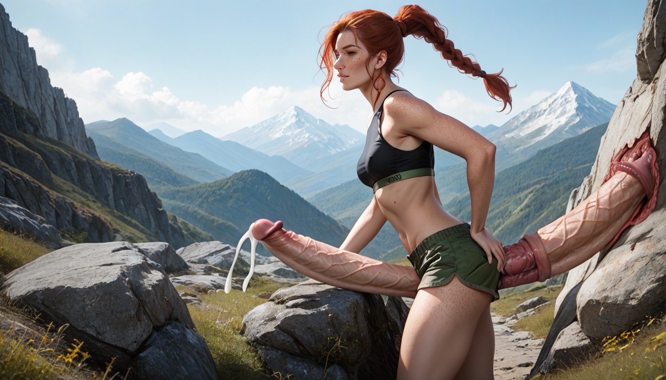 Sunny Day, Olive Green Hiking Shorts, In Mountains Porno IA