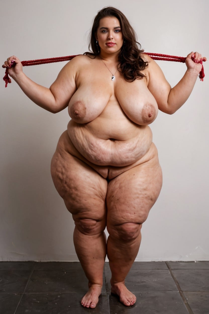 Bulging Mass Of Fat Around Her Bavel, Deep Navel, Bumpy Skin Around Her Navel BBW AI Porn