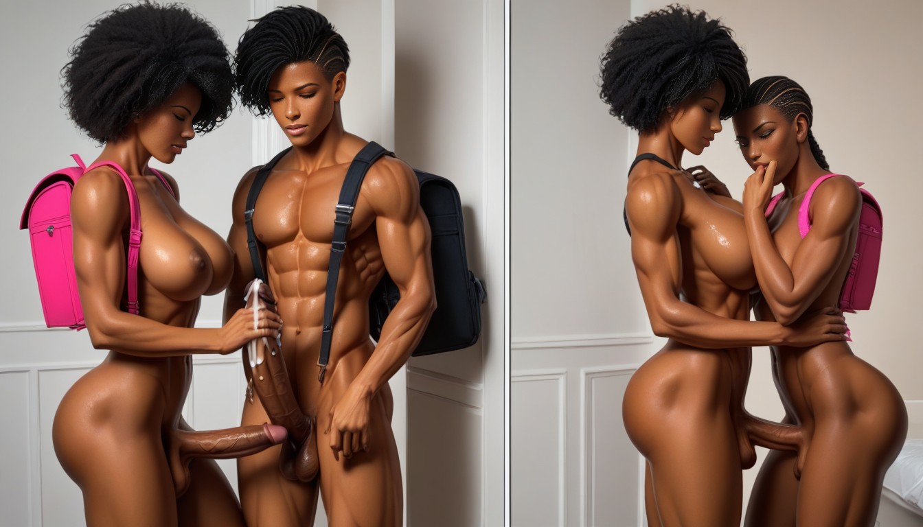 African, Round Pretty Face, Futa On Male Shemale AI Porn