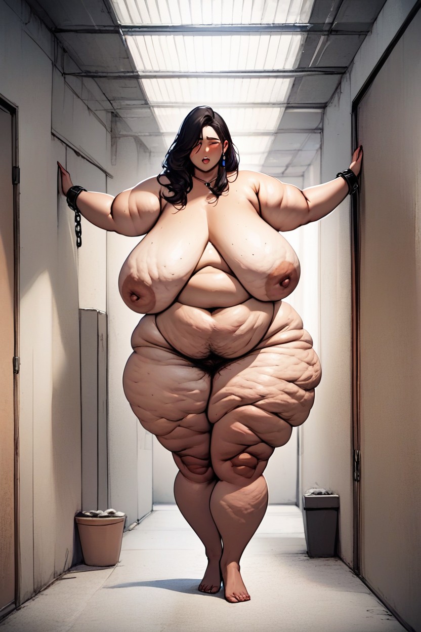 Deep Navel, Gigantic Mommy Belly, Ultra Heavy Buttocks Spread Wide BBW AI Porn
