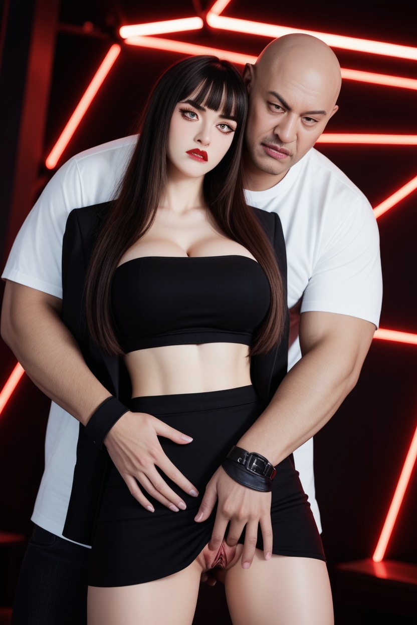 Underboob, Crowded Nightclub, Black Leather Boots Asian AI Porn